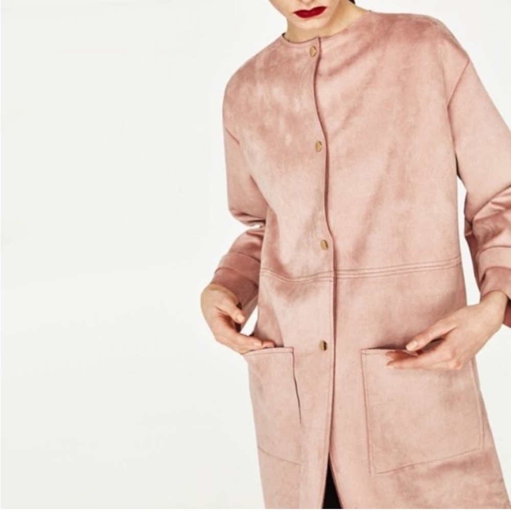 NWT Zara dusty pink faux suede coat